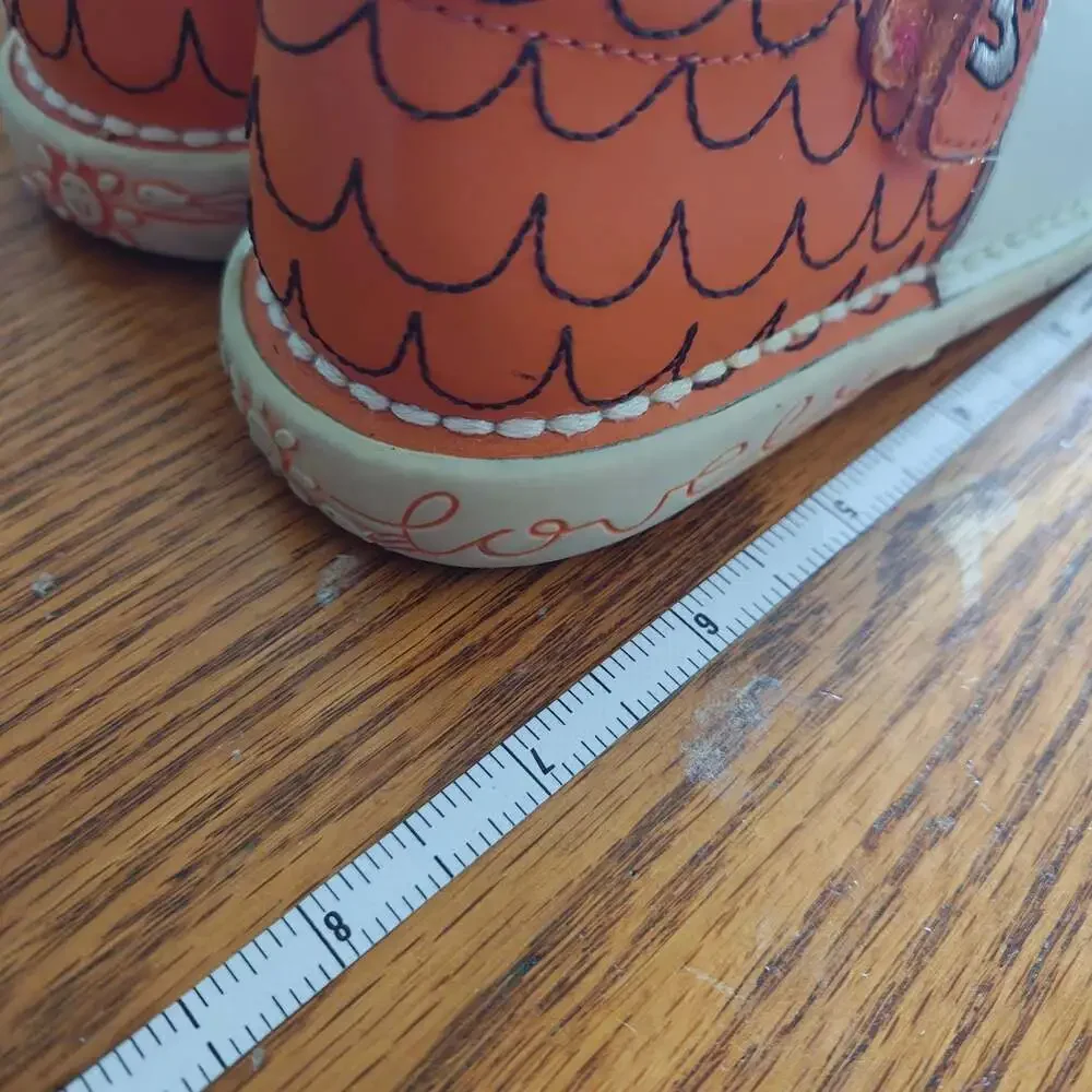 Garvalin Toddler Boys Viking Leather Sandals EU 25 US 8.5 Orange White Closed To